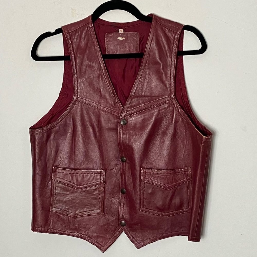 Vintage Burgundy Leather Vest